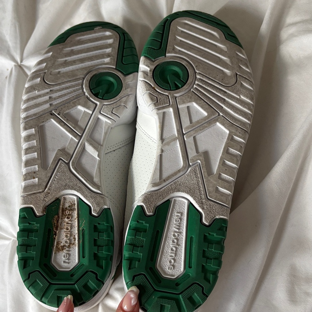 New Balance 550 White with Green Accents Sneakers - Picture 3 of 3